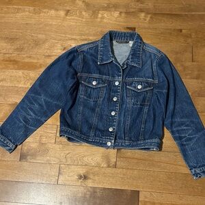 Vintage Crop Garage Blue Denim Jacket